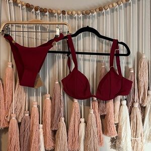 Berlook Elegant Burgundy Women's Bikini Set size S